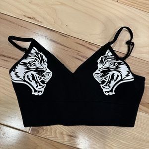 DARC SPORT adjustable sports bra with White Wolf Design LIKE NEW